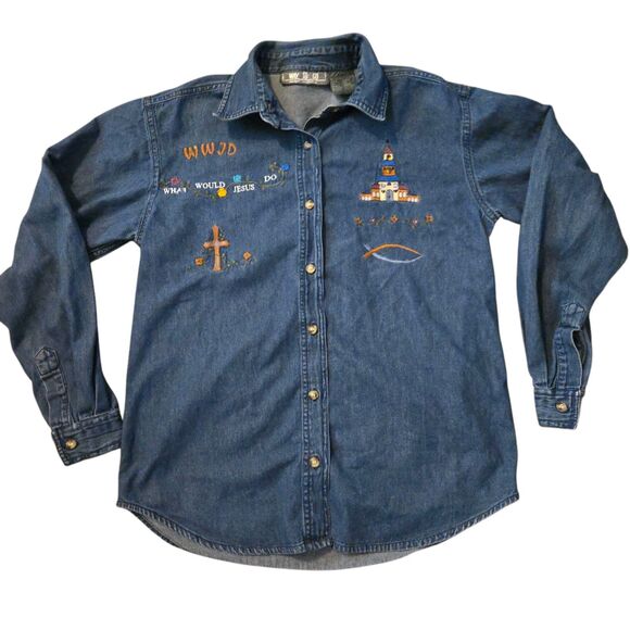 Y2K Way To Go Small Top WWJD "What Would Jesus Do"  90's Church Cross - Picture 1 of 7